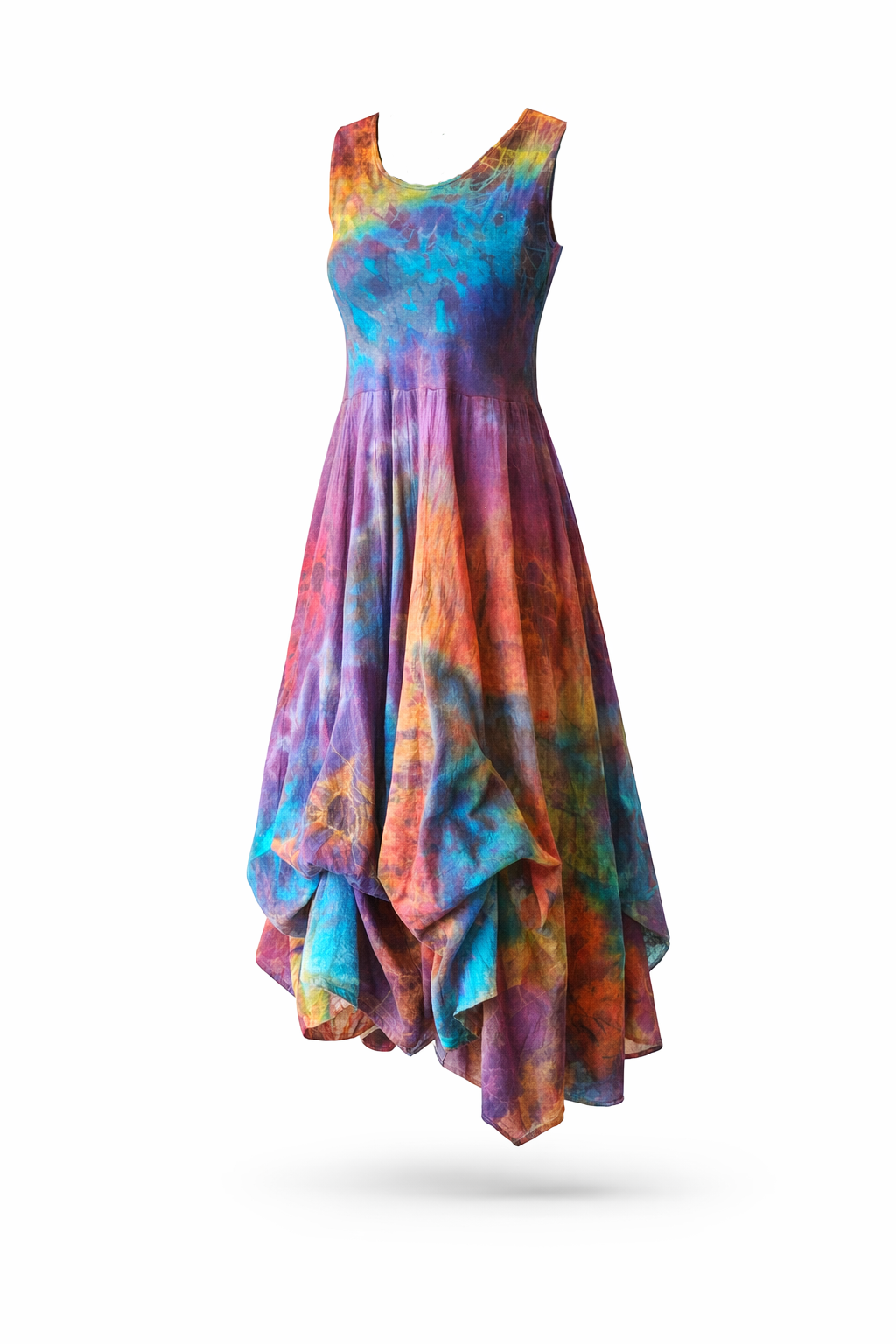 Stretch Top Tie Dye Dress w/Ties